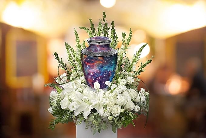 Cosmic Galaxy Cremation Urn for Human Ashes - Funeral, Burial or Home. Deco