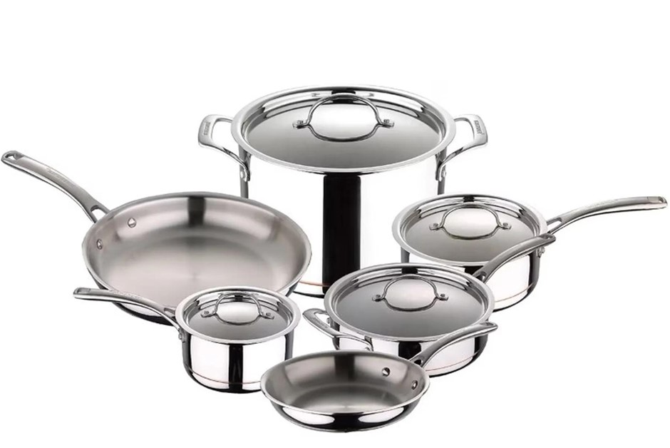 KIRKLAND Signature Stainless Steel Cookware 10 Piece Set. NB: only small fr