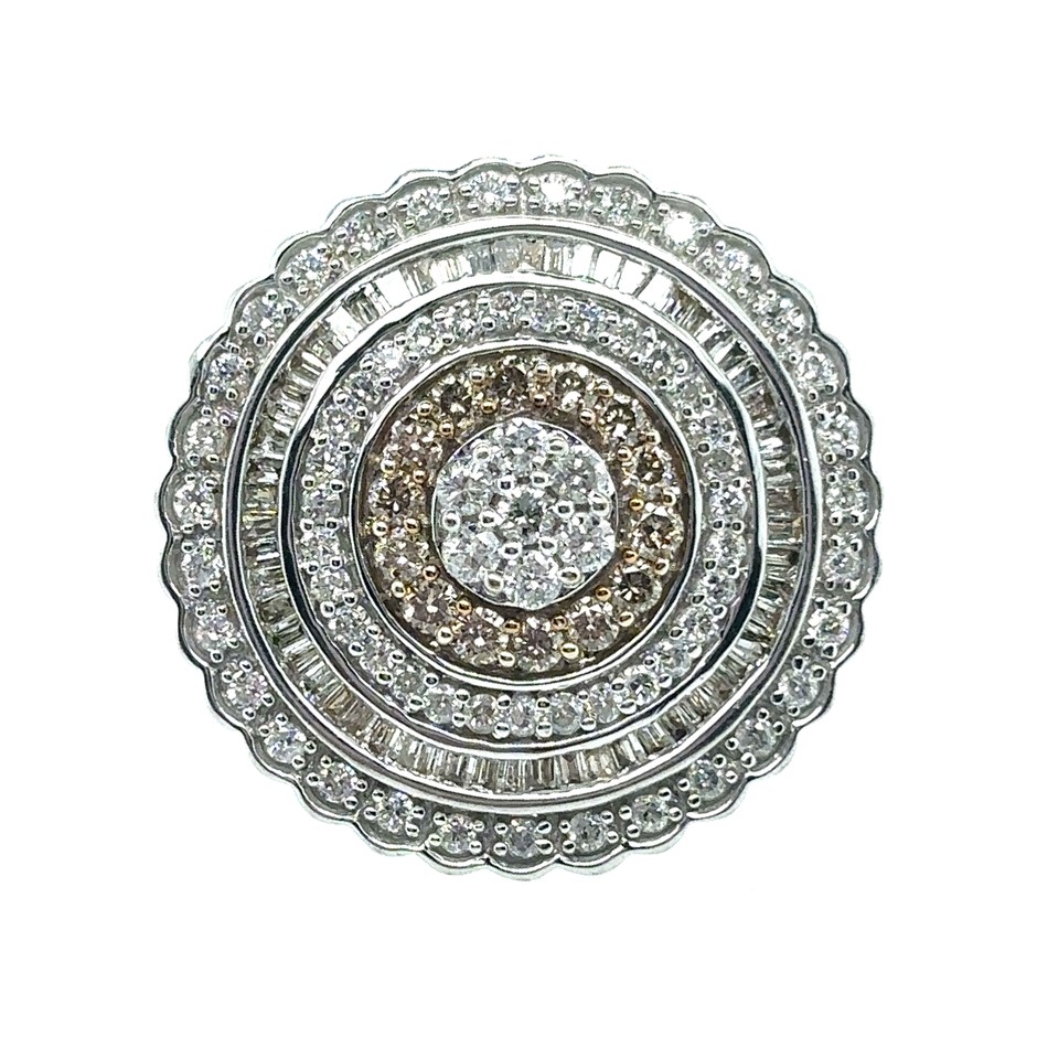 0.70ct Round & 0.61ct Baguette/Cognac Diamond Ring 9K WG