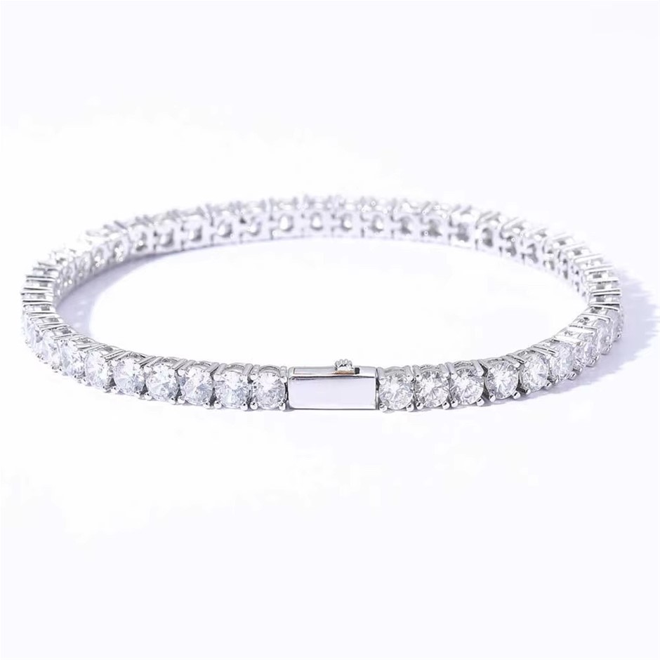 Silver-Filled 4MM Tennis Bracelet with Simulated Diamonds - 17.8cm