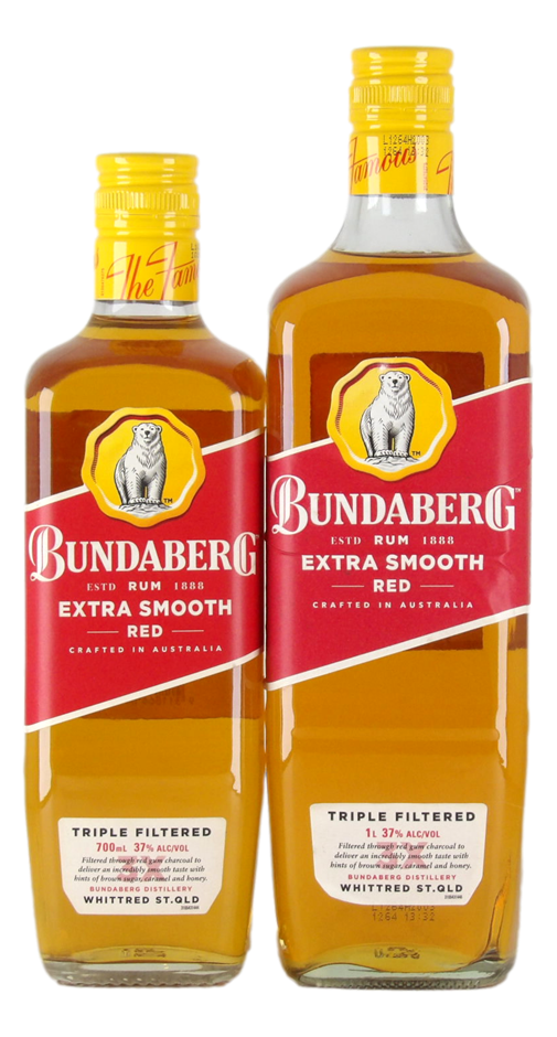 Bundaberg Red Extra Smooth Rum (1x 700mL + 1x 1L) Qld