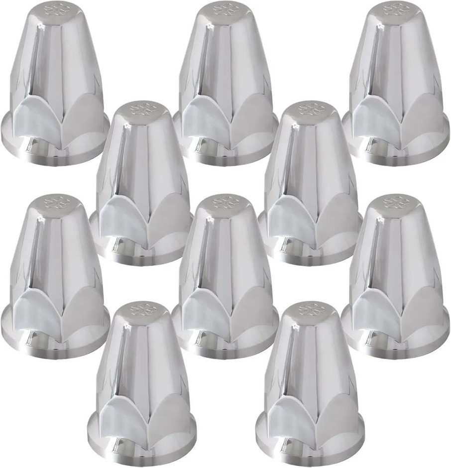 Pack of 10 x GRAND GENERAL Chrome 33mm x 2-5/8" Plastic Push-On Nut Cover w