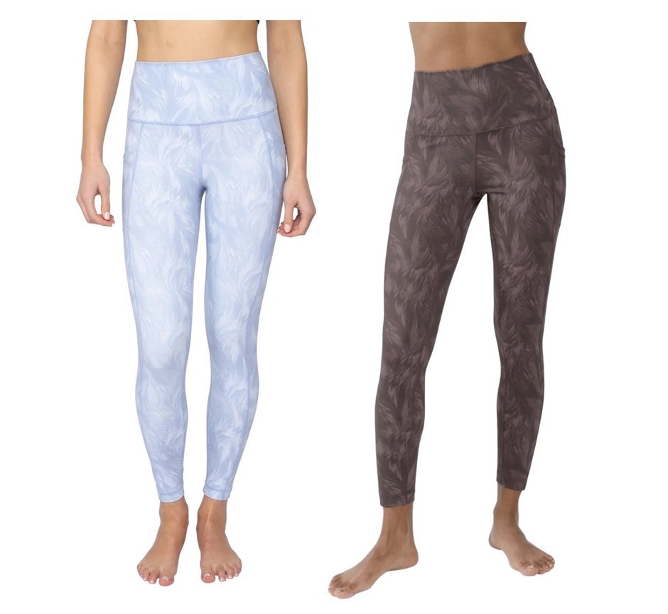 2 x 90 DEGREE BY REFLEX Women's Leggings, Size XS, 75% Polyester, White Gre