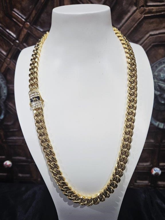 18K Triple Yellow Cuban Chain (18KGold Plated/Italy)Stamped-65cm-12mm