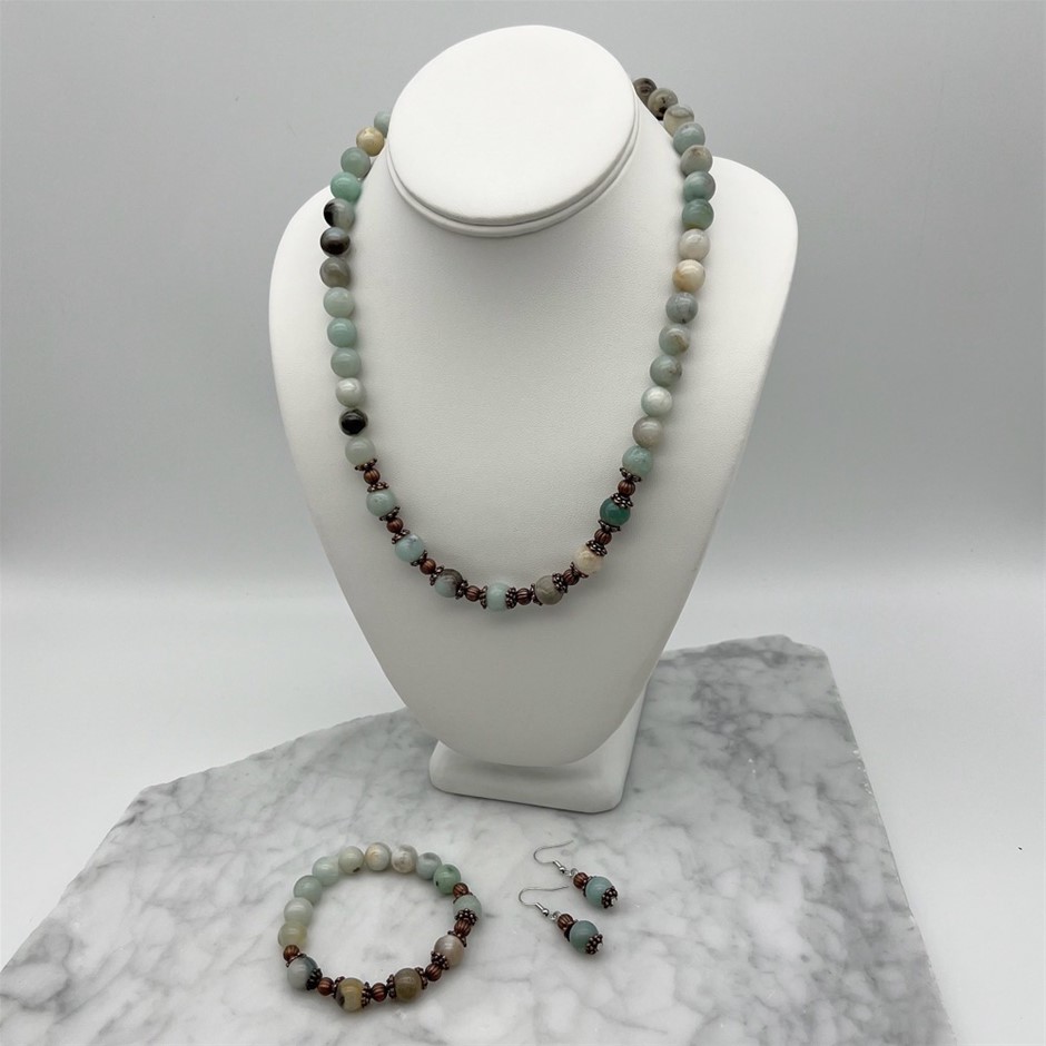 10mm Amazonite Antique Inspired Jewellery Set