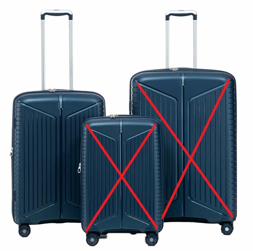 TOSCA Nova 3 Piece Luggage Set, Medium: 65cm, Blue. NB: Minor use, not in o