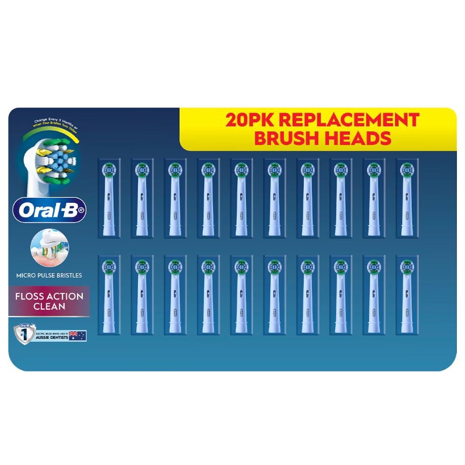 Pack of 20pc ORAL-B Replacement Brush Heads. N.B: Damaged pckaging & 2 x br
