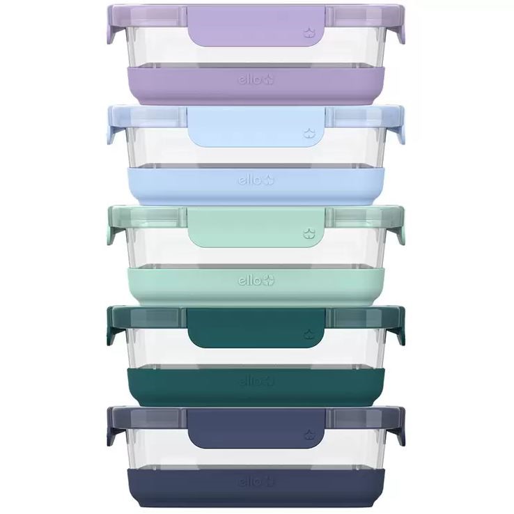 ELLO Meal Prep Glass Storage 5 Containers Set, Multicolour. NB: Not in orig