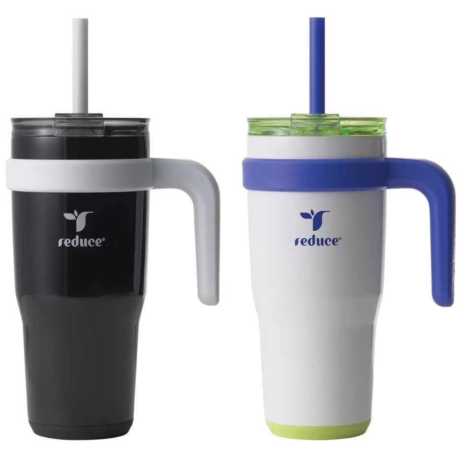 REDUCE Cold1 Tumbler Cup w/ Straw, 710ml, Black & White.