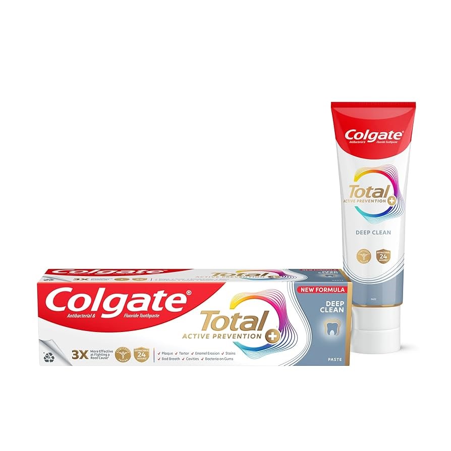 5 x COLGATE Total Active Prevention+ Deep Clean Fluoride Toothpaste, 200g.
