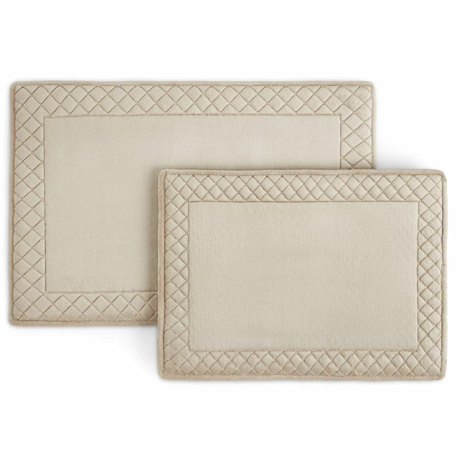 3 x TOWN & COUNTRY LIVING Memory Foam Bath Rug, Hummus, Incl: 2 x Large & 1