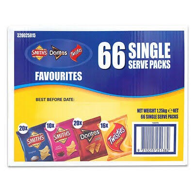 2 Boxes x SMITH'S 66pk Variety Favourites, Incl: Smith's, Doritos, Twisties