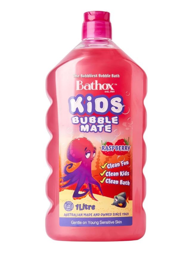 5 x BATHOX Kids Bubble Mate Raspberry Scent, 1L.
