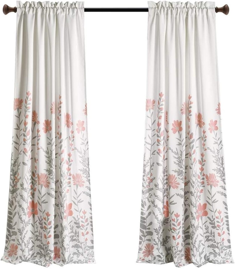 LUSH DECOR Aprile Light Filtering Window Curtain Panels (Pair), 52" W x 84"