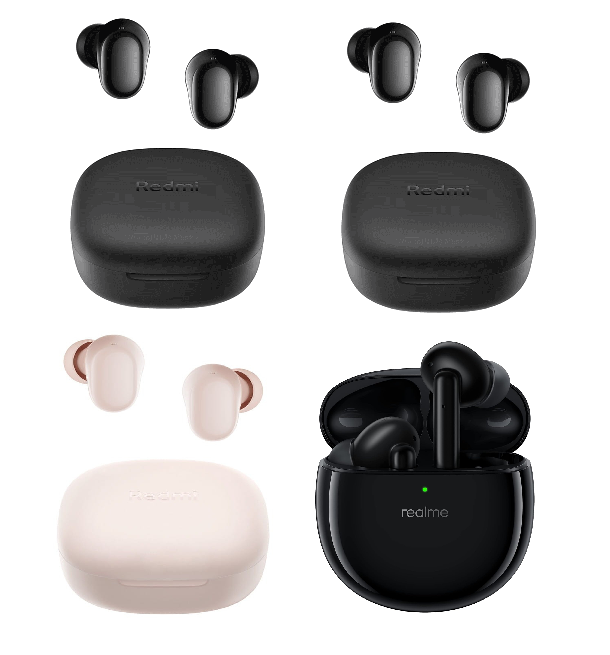 4 x Assorted Wireless Earbuds. 2 x XIAOMI Redmi Buds 6 Play Black. 1 x XIAO