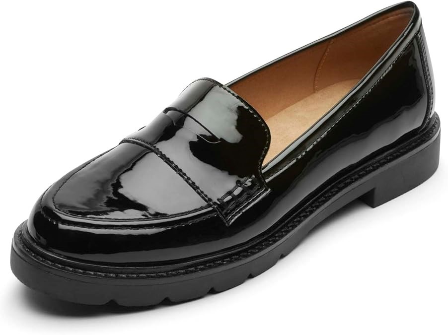 ROCKPORT Women's Kacey Penny Loafer Flat, US11/EU42.5, Black Patent, CI8735