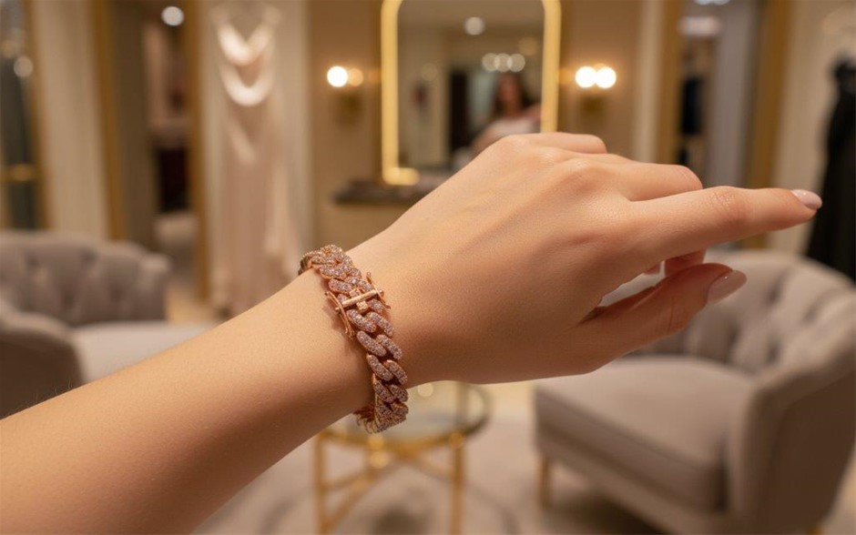 18k Rose Gold Filled Pink Bracelet Stamped(18K)-19.5cm