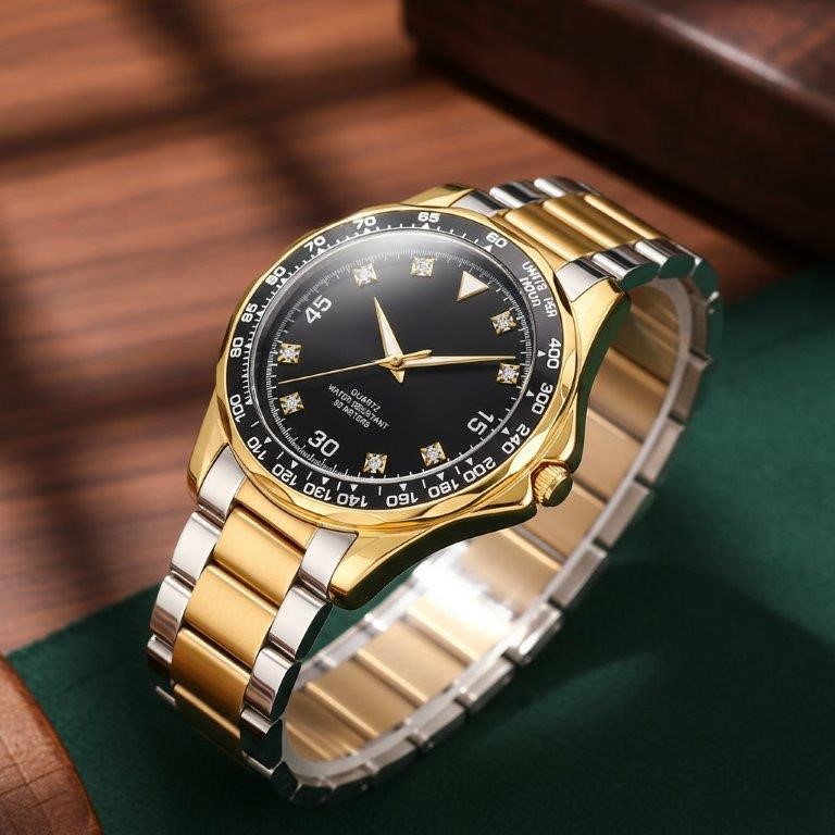 High Quality Simulated Diamond Men's Quartz Watch