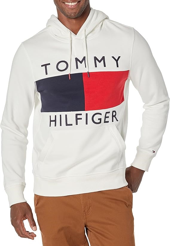 TOMMY HILFIGER Men's Quinn Hoodie, Size L, Milky Way (YBL), 78F4485. RRP: $