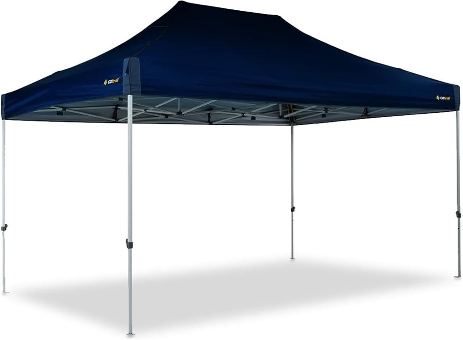 OZTRAIL Deluxe Gazebo, 4.5 m - Hydroflow Anti-ponding Bars, 300 Denier Blue