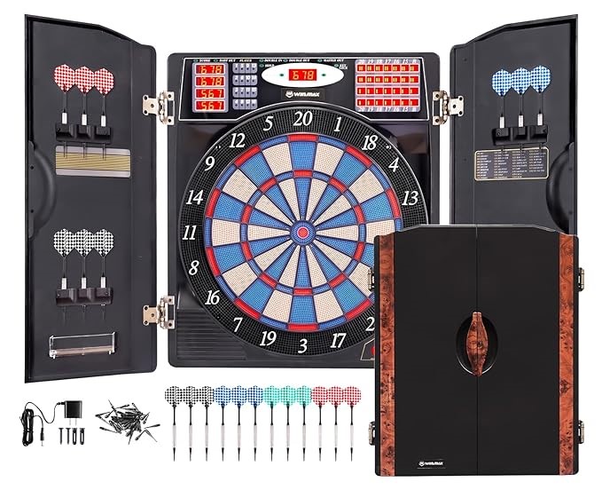 WINMAX Electronic Dart Board Cabinet Set, Soft Tip Darts Board. NB: Not Box