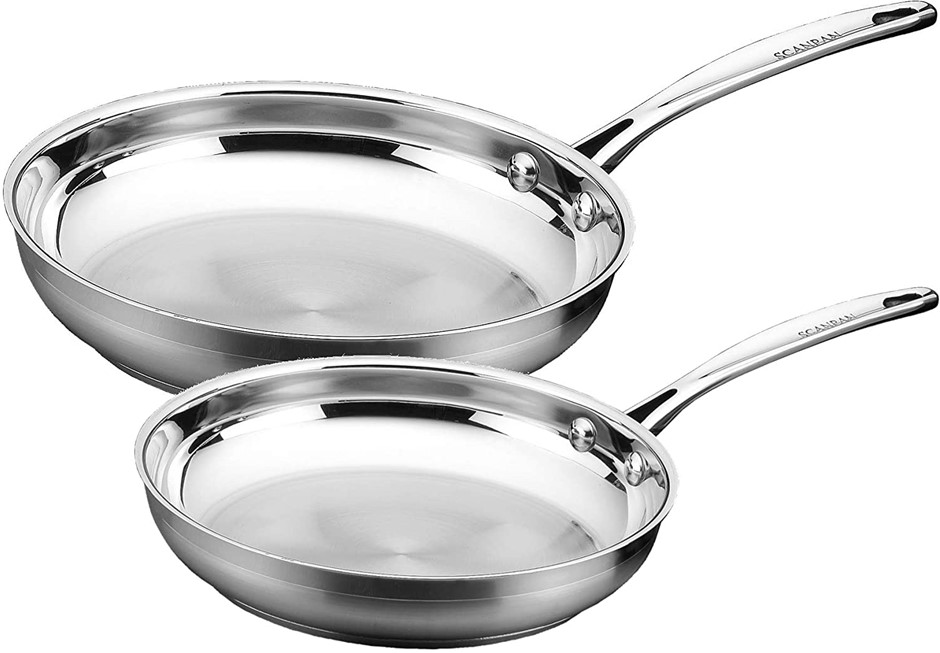 SCANPAN Impact 2 Piece Fry Pan Set, 20cm and 28cm Diameter, Silver, SC71000