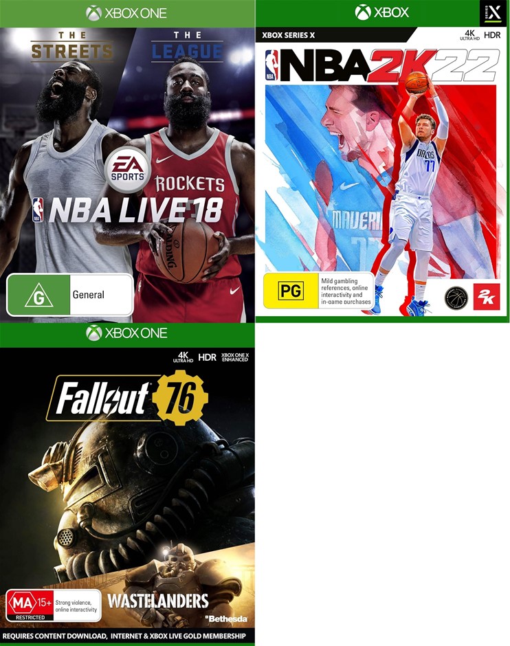 3 x  XBOX Assorted Games: NBA Live 18: The One Edition, NBA 2K22 (Xbox Seri