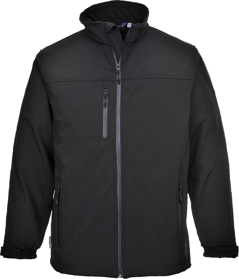 PORTWEST TK50 Water Resistant Windproof Softshell Jacket (3L) Black, 3X-Lar