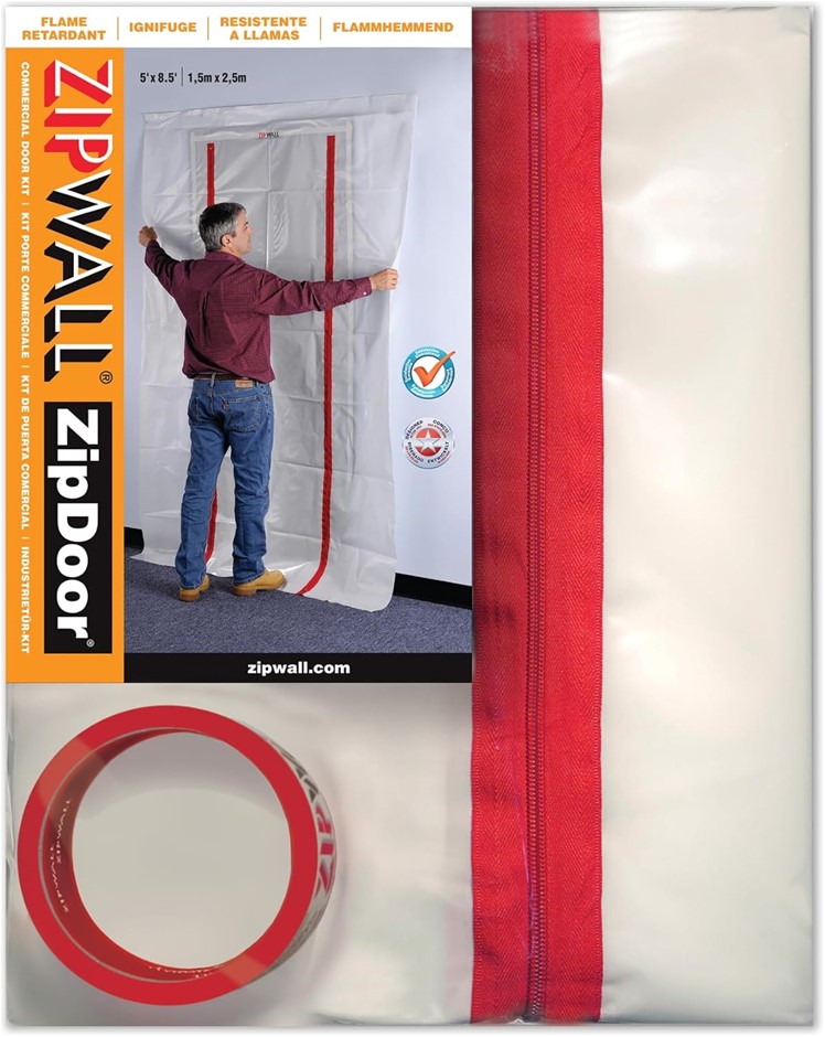 ZIPWALL ZipDoor Commercial Door Kit for Dust Containment, Flame Retardant,