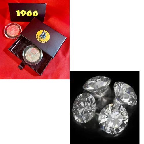 1966 Australia Queen Elizabeth Silver & 0.12 carat round 4 diamonds