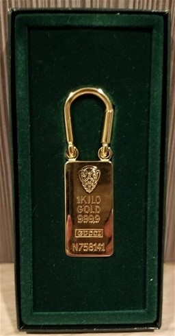 Gucci "1 Kilo" Gold Plated Brass Key Chain from 1980's--Very Rare