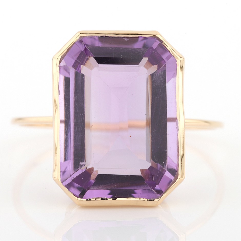 14k Yellow Gold Natural Amethyst Ring with Valuation
