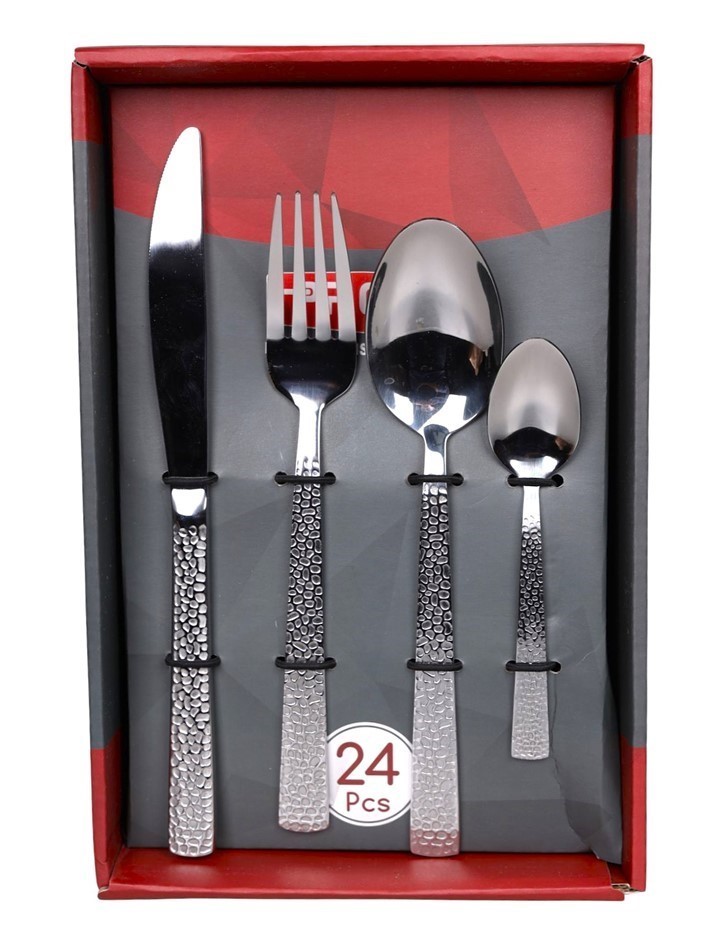PROUD 24 Piece Cutlery Set. Stainless Steel. Table Knives, Table Forks, Tab