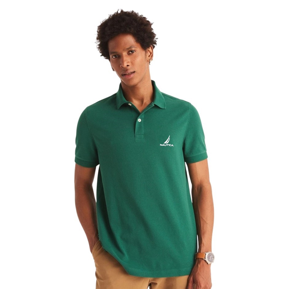 NAUTICA Men's Pique Polo, Size 3XL, 100% Cotton, Hunter Green (3UW), K50225