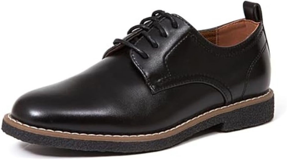 DEER STAGS Boy's Zander Memory Foam Dress Comfort Oxford Shoes, Black, Size