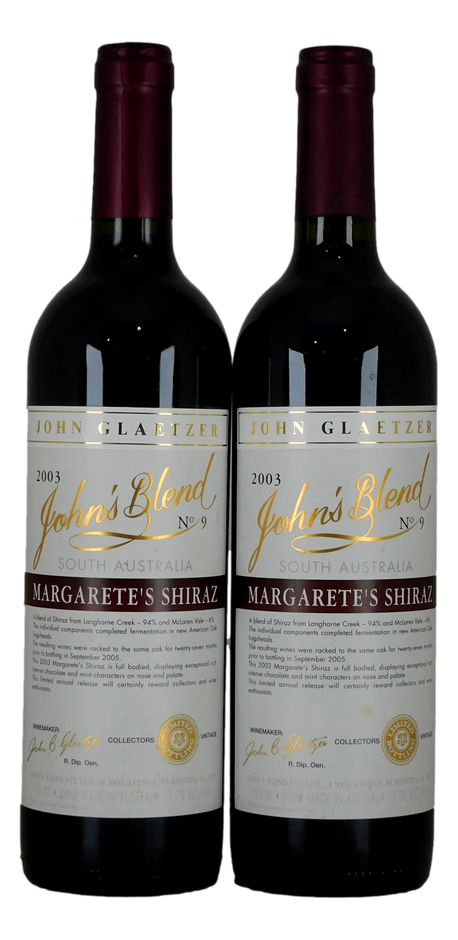 John Glaetzer John's Blend Margarette's Shiraz 2003 (2x 750mL), Barossa