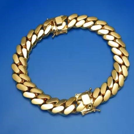 18K/Italy Stamped Bracelet Yellow Gold Filled 8mm--21.59cm