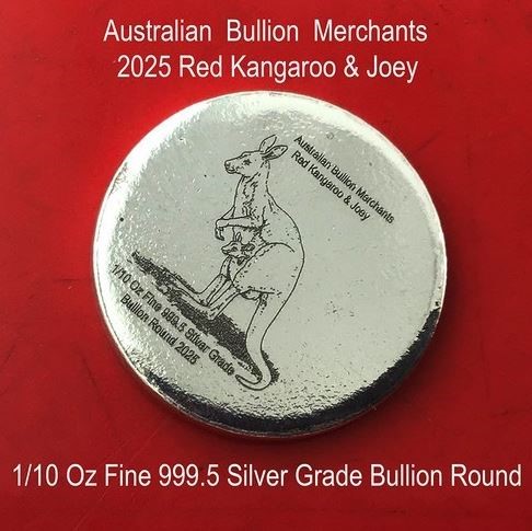 1/10 Oz 999.5 Silver Red Kangaroo & Joey 2025 Australian Bullion