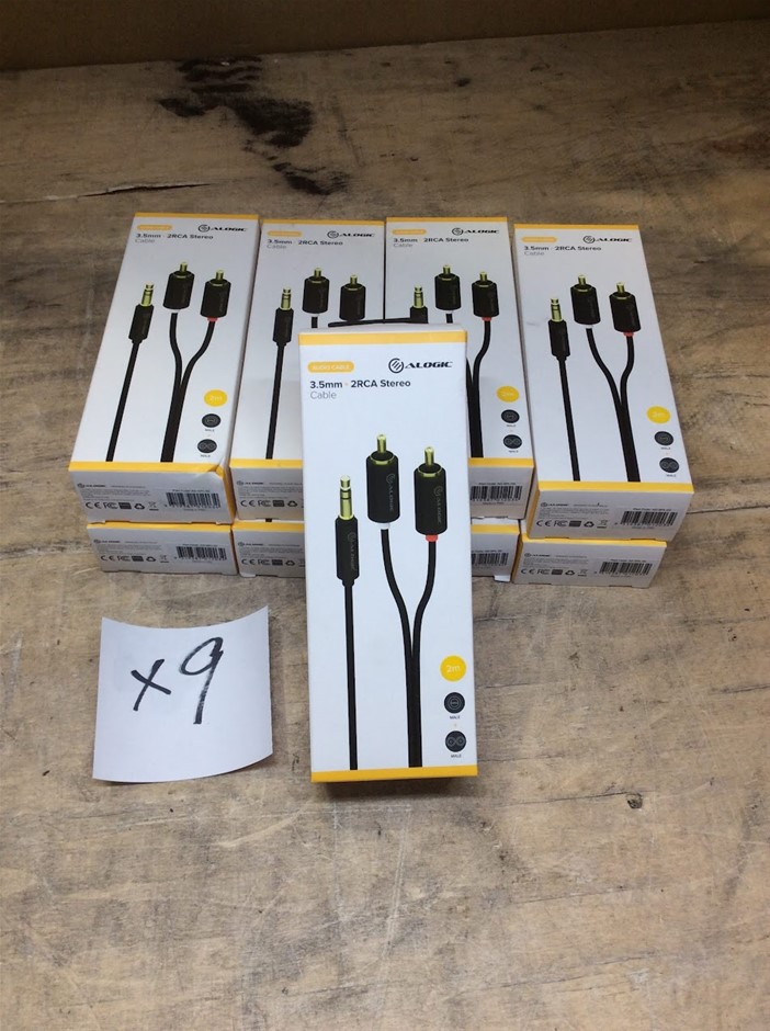 ALOGIC 3.5mm to 2 RCA Stereo Audio Cable (2m) - New (Lot of 9)