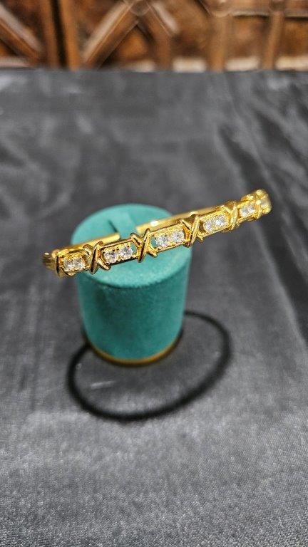 24k Triple Yellow Gold Plated Bangle -Stamped (24k)