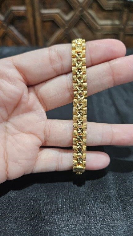 24k Triple Yellow Gold Plated Bracelet -Stamped (24k)