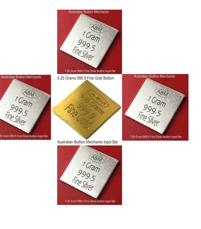1 Gram ADM Silver x 4 & 0.25 Gram ABM Gold