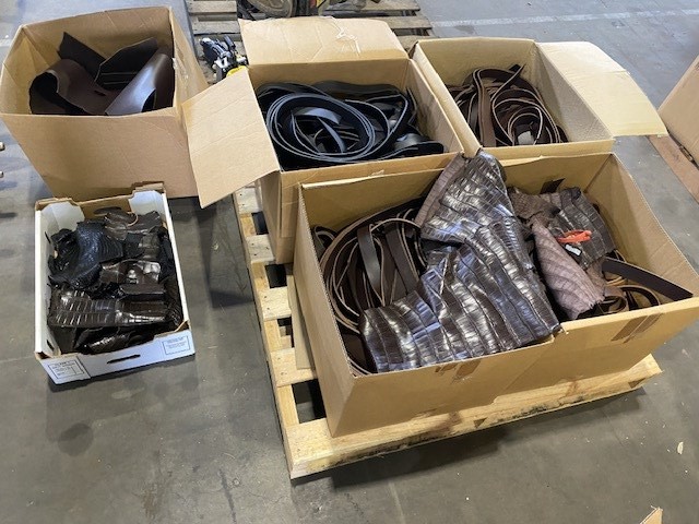 <p>Large Qty of Assorted Leather Straps, Butt Ends, Pallet</p>