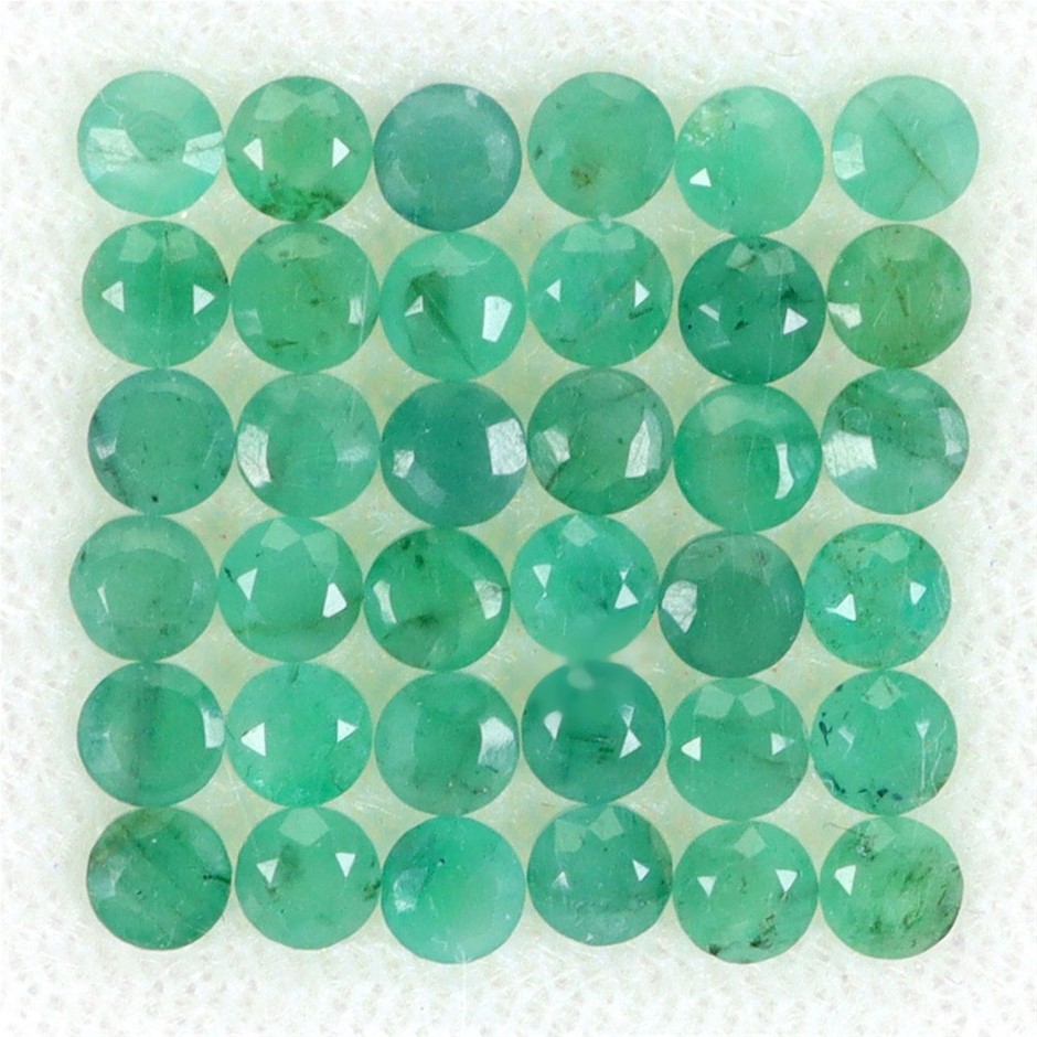4.26ct Round Facet Cut Green Emerald Gemstones - 36Pcs