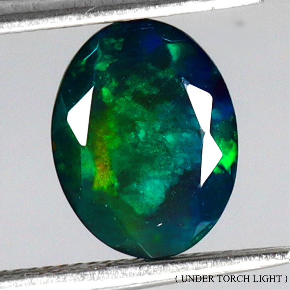 1.02ct Oval Facet Cut Play Of Color Black Opal Gemstone - 1Pc