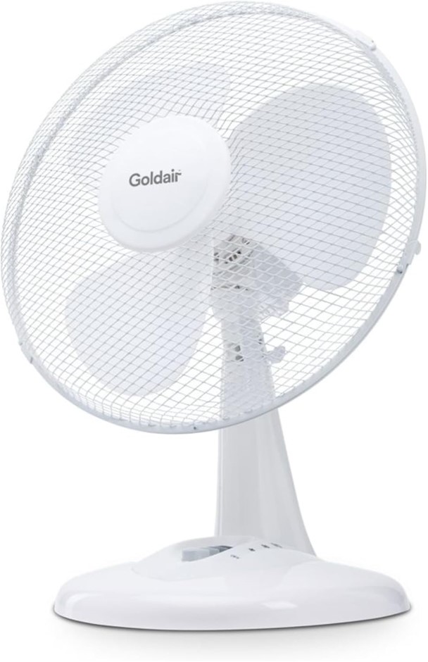 GOLDAIR Desk Fan 30cm, White. NB: Not in Original Box.