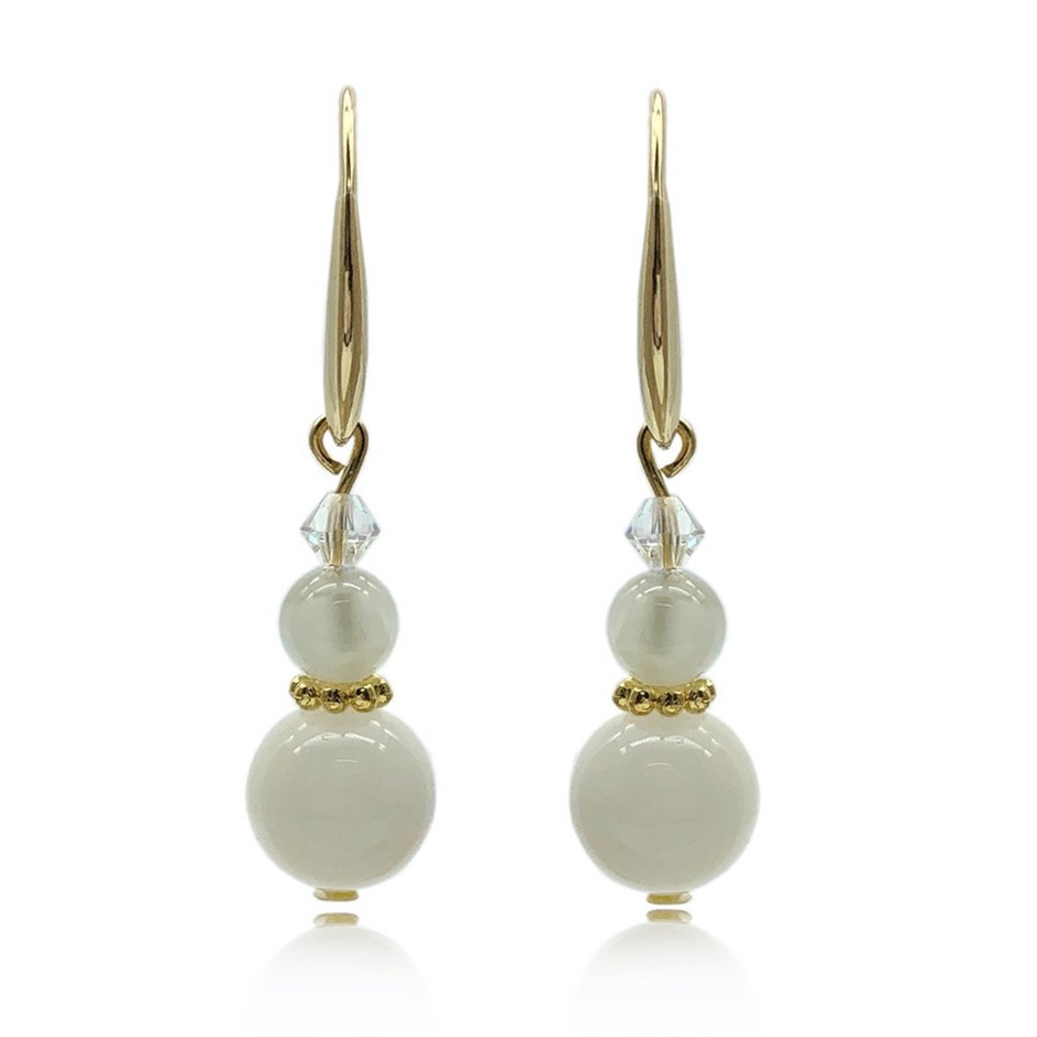 Moonstone Gemstones Adorned Swarovski® Crystal Earrings