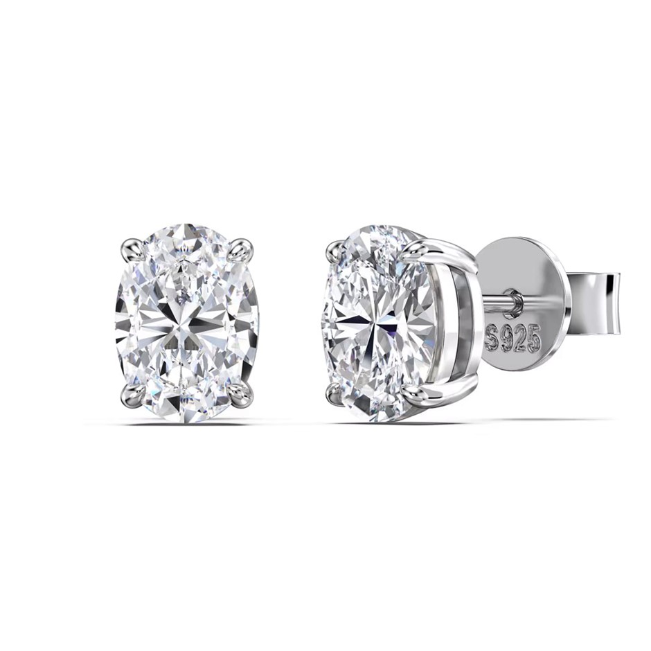 0.8ct Oval Cut GRA Certified Moissanite 925 Sterling Silver Earrings