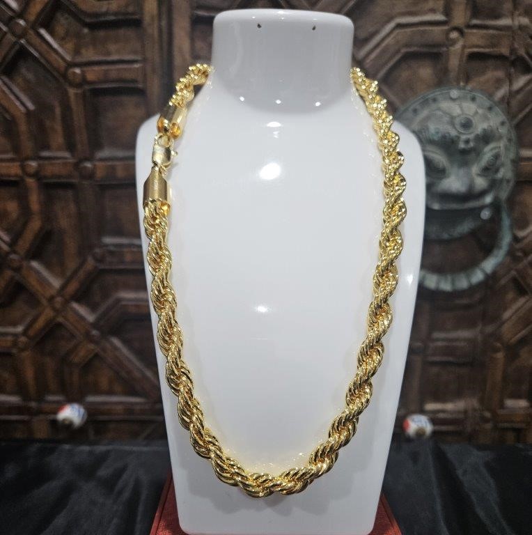 22KGold Filled /Italy Stamped Yellow Rope Chain -50CM-10MM