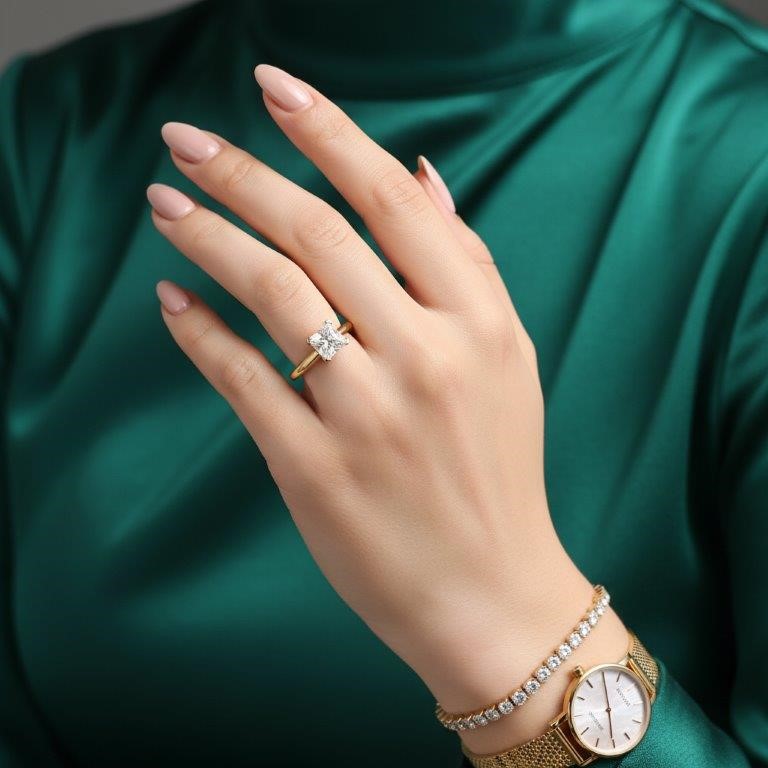 1.0ct GRA  Moissanite white  18k Solid Yellow Gold Vermeil  Ring  -8US